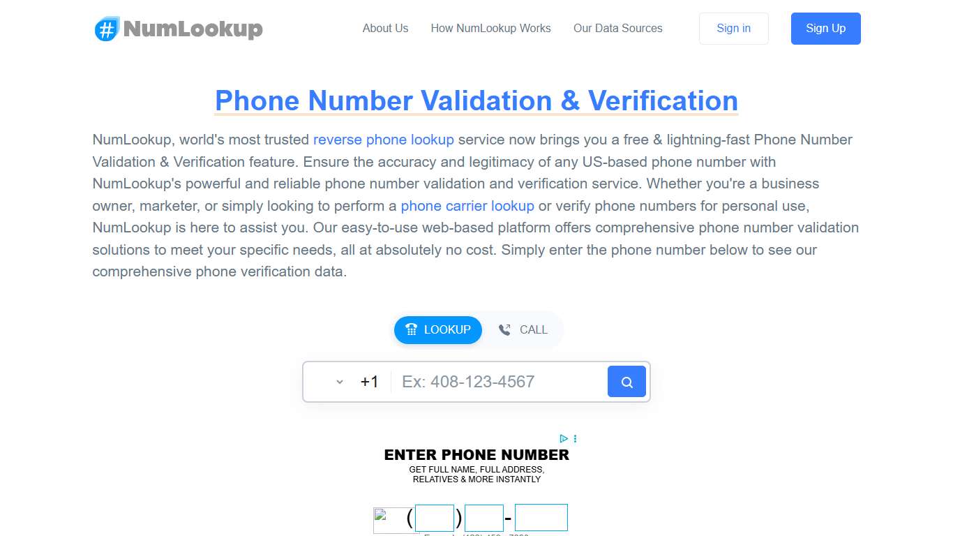Phone Number Validation & Verification NumLookup